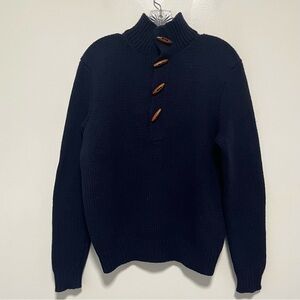 Vintage Polo Ralph Lauren 100% Wool Knit Toggle Sweater Blue S Preppy Old Money